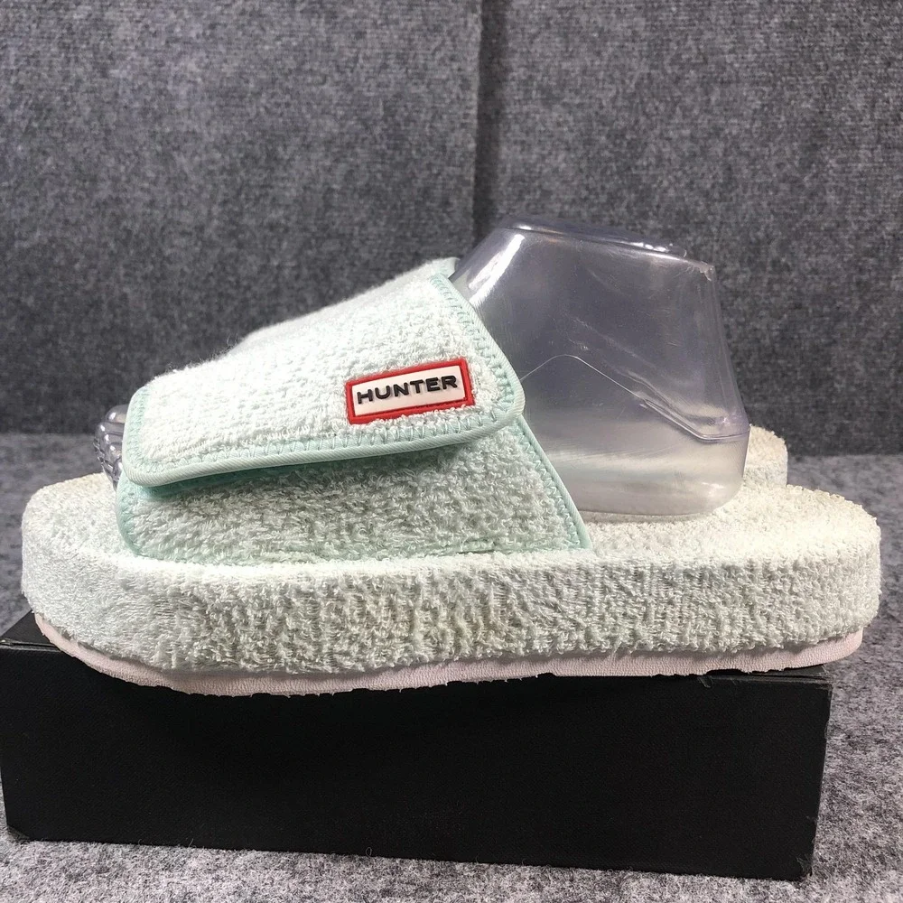 Hunter Shoes Womens Size 10 Mint‎ Green Terry Cloth Slides Sandals Pool Platform
